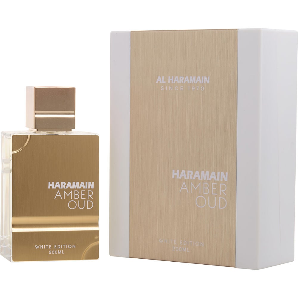 Al Haramain Amber Oud White Edition unisex EDP 6.7OZ luxury perfume bottle