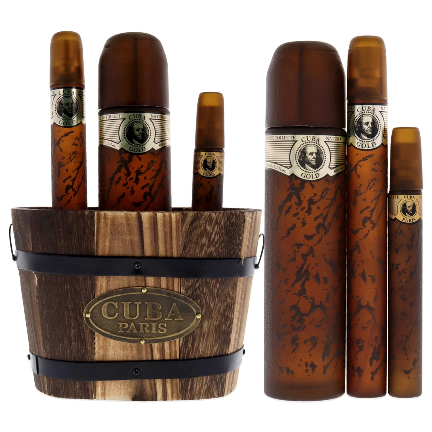 Cuba Gold by Cuba for Men - 3 Pc Gift Set with a wooden Bucket