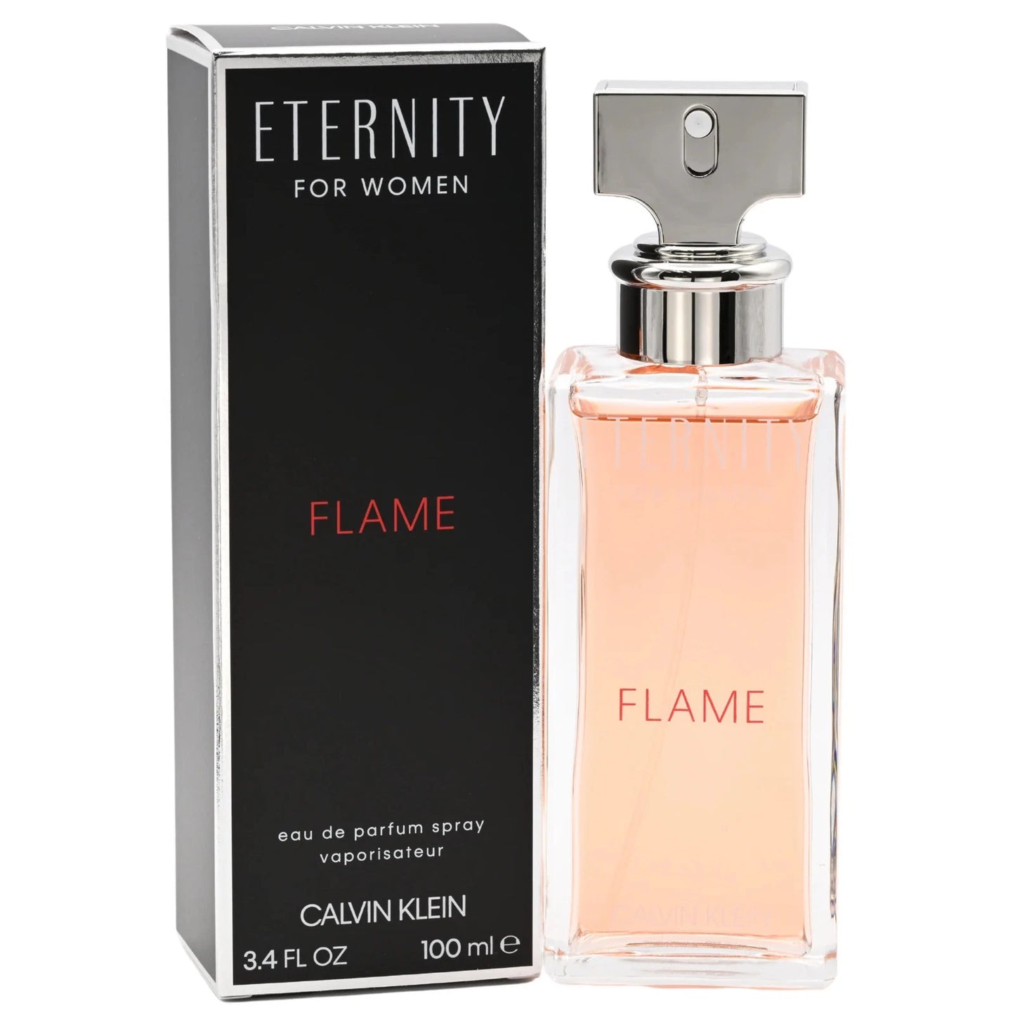 Calvin Klein Eternity Flame Eau de Parfum Spray for Women, 3.4 Oz / 100 ml, Warm Floral Gourmand Fragrance, Passionate & Intense Scent, Everlasting Desire