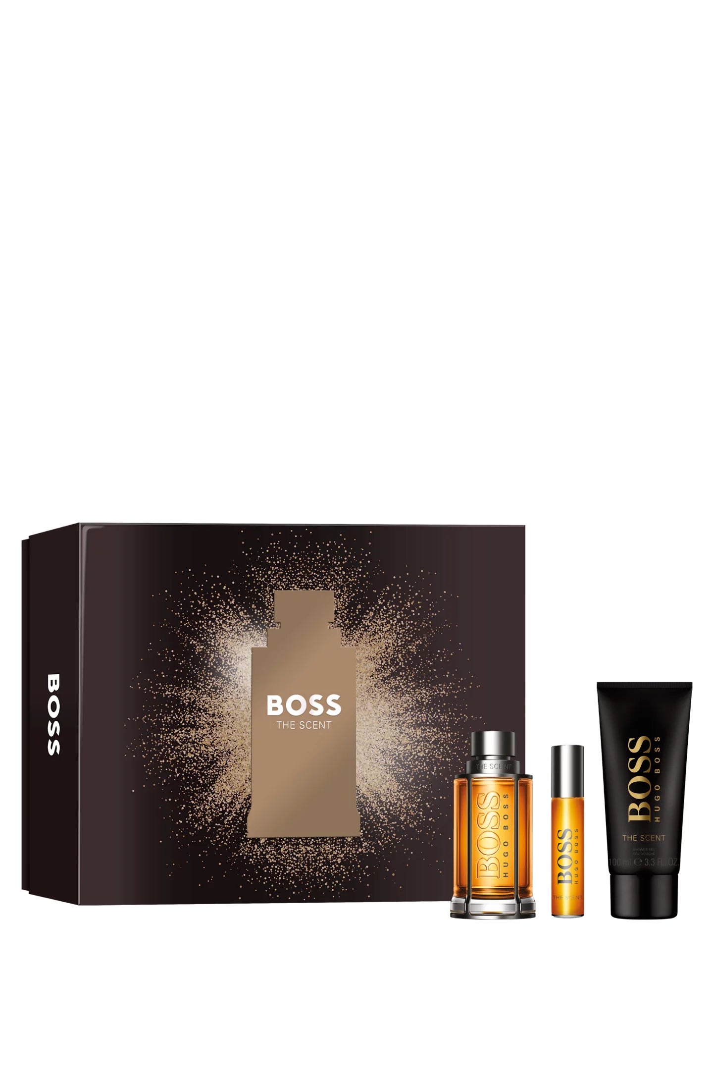 Hugo Boss The Scent 3Pcs Set  + Shower Gel + Deo Spray men's EDT 3.4OZ luxury perfume bottle