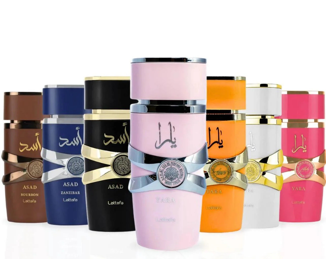 Lattafa 7 pieces Value Pack SET Yara, Asad, Asad Bourbon, Asad Zanzibar, Yara Moi, Yara Tous, Yara Candy 3.4oz