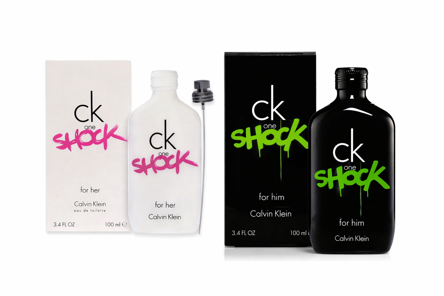 COMBO CK ONE SHOCK FOR (HIM & HER)BY CALVIN KLEIN 3.4 OZ EDT