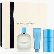 DOLCE&GABBANA LIGHT BLUEFOR MEN 3PC GIFT SET 3.3EDT+1.6 SHOER GEL+DEO STICK