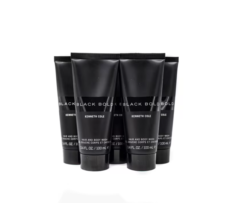 KENNETH COLE BLACK BLOD HAIR & BODY WASH FOR MEN 3.4 FL OZ / 100 ML - PACK OF 5 -