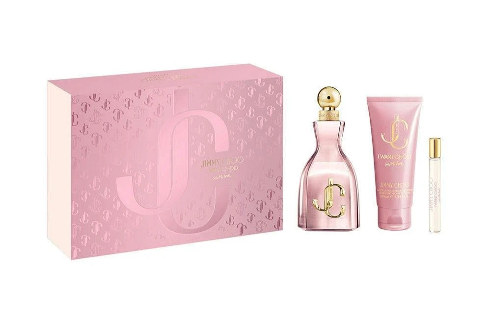 Jimmy Choo I Want Choo With Love Women 3pc 3.3oz EDP, 0.25oz Mini, 3.3oz Lotion NEW ARRIVAL