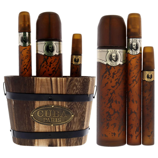 Cuba Gold by Cuba for Men - 3 Pc Gift Set with a wooden Bucket