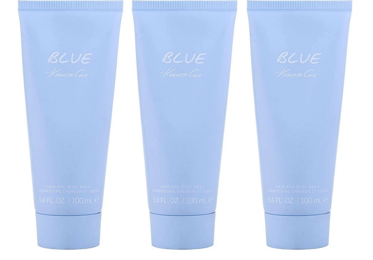 *PACK OF 3* BLUE by Kenneth Cole for MEN 3.4 oz 100 ml HAIR and BODY WASH