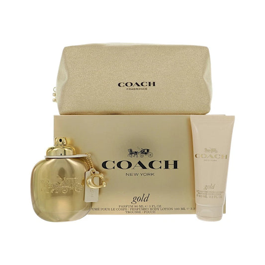 Coach Gold by Coach Gift Set for Women 3 Piece Gift Set - 3.0 Oz Eau De Parfum