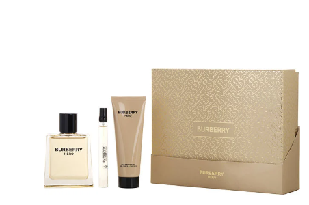 Burberry Hero 3Pcs Set  + Shower Gel + . Travel Spray men's EDT 3.4OZ luxury perfume bottle