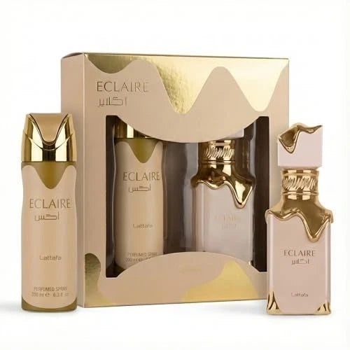 Lattafa Eclaire Eau De Parfum 3.4 Oz & Body Spray 2 Pcs Gift Set For Women Scent