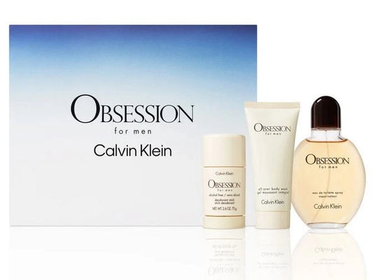 OBSESSION by CALVIN KLEIN for Men 3 pc GIFT SET 4.2 oz EDT + BODY WASH DEODORANT